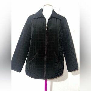 Liz Claiborne Front Zip Black Quilted Dress Jacket Medium